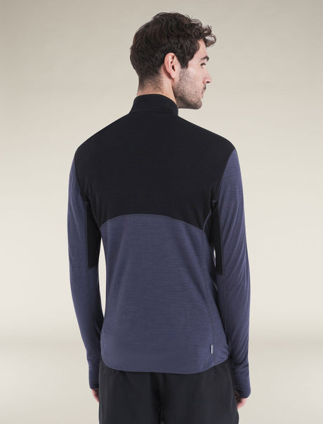 Icebreaker Merino Blend 200 Realfleece Descender LS Half Zip (Men's) - Black Graphite Icebreaker