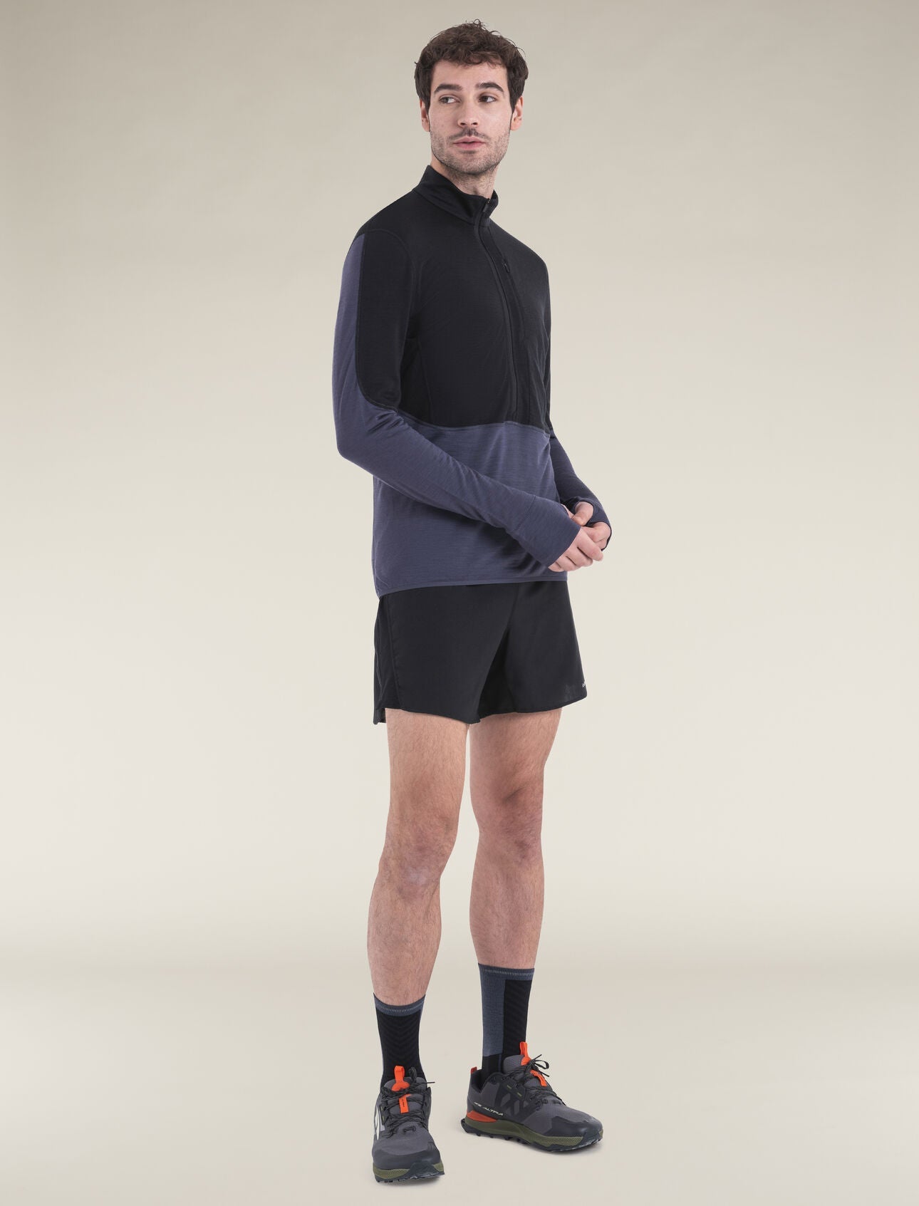 Icebreaker Merino Blend 200 Realfleece Descender LS Half Zip (Men's) - Black Graphite Icebreaker