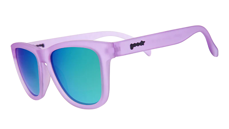 goodr LILAC IT LIKE THAT Purple sunglasses with blue gradient lenses on a white background