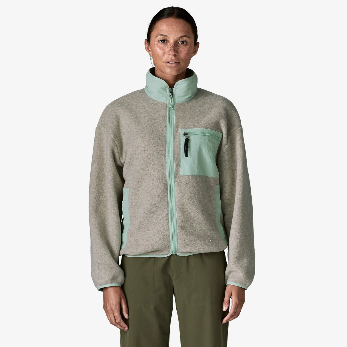 Patagonia Synchilla Fleece Jacket (Women's) - Oatmeal Heather w/Thin Ice