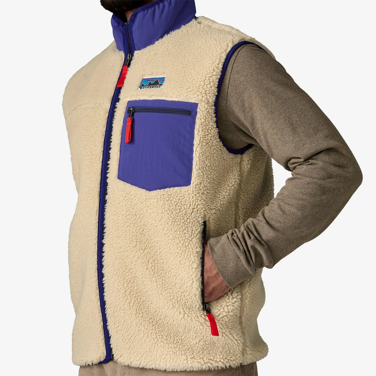 Patagonia Classic Retro-X Fleece Vest (Men's) - Dark Natural - Beige - Cream - Blue - Red
