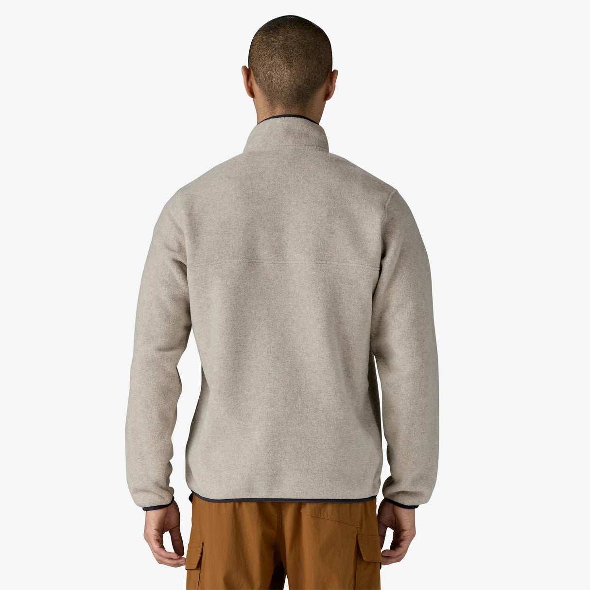 Patagonia Lightweight Synchilla Snap-T Fleece Pullover (Men's) - Oatmeal w/Smolder Blue - Beige - Cream - Navy