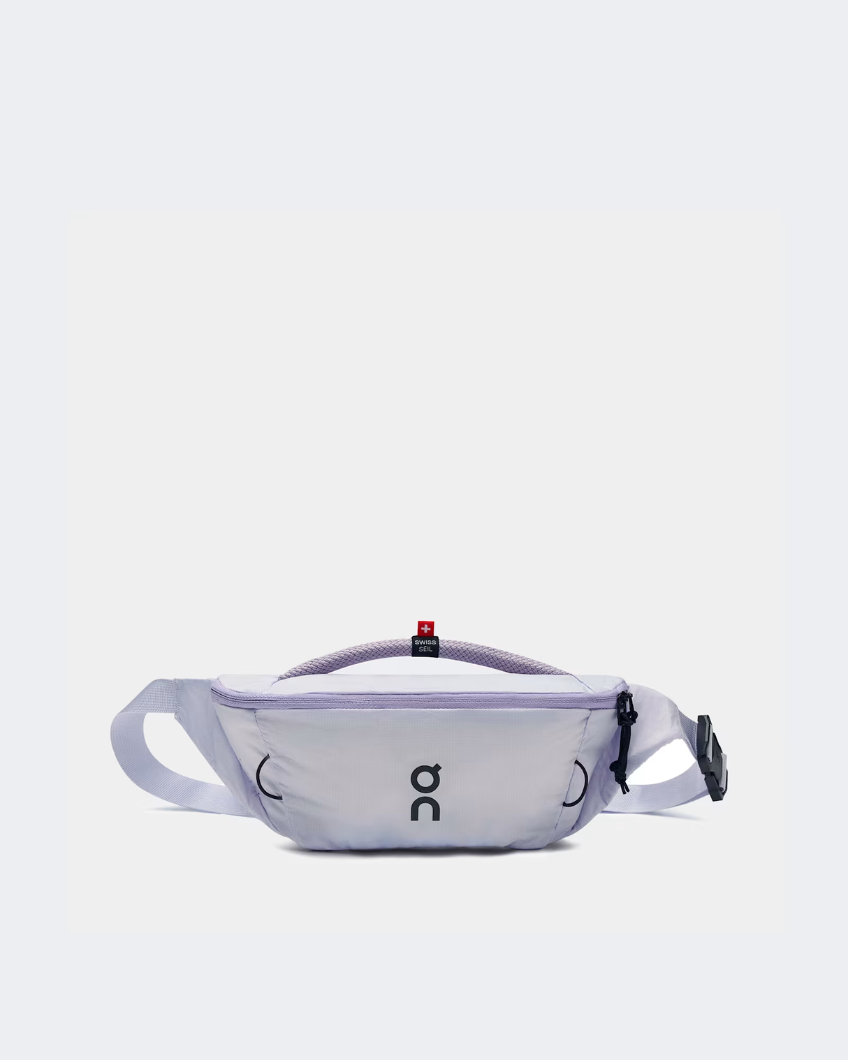 Clear waist bag with a visible brand logo on a light gray background - On Waist Pack 2L Lite - Thistle