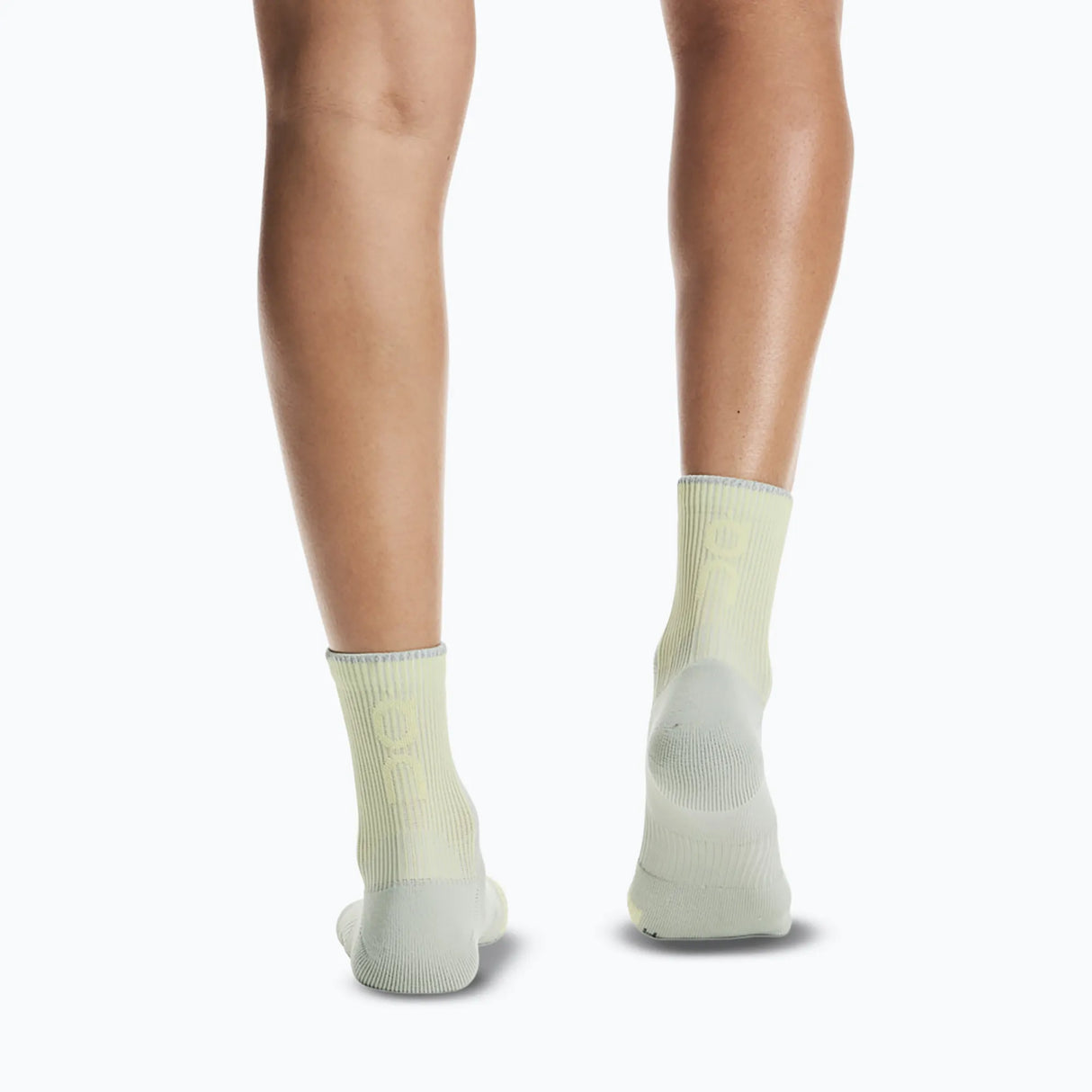 On Performance Run Sock Mid (Unisex) - Tin/Lemonade - Green