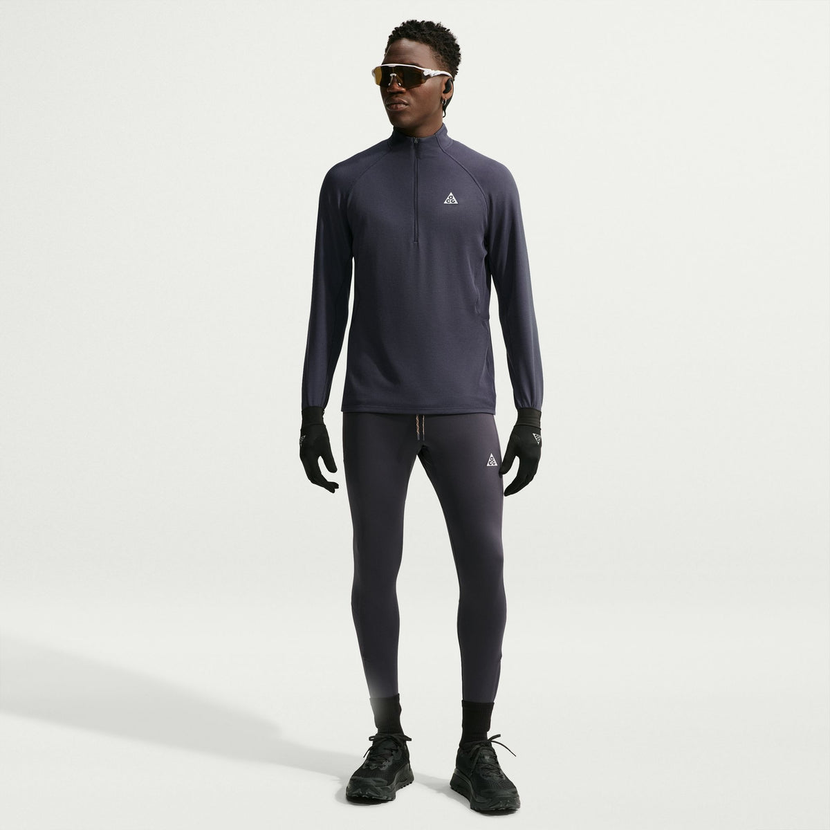 - Nike ACG Dri-FIT Mid-Layer 1/4-Zip Trail Running Top (Men's) - Gridiron/Summit White