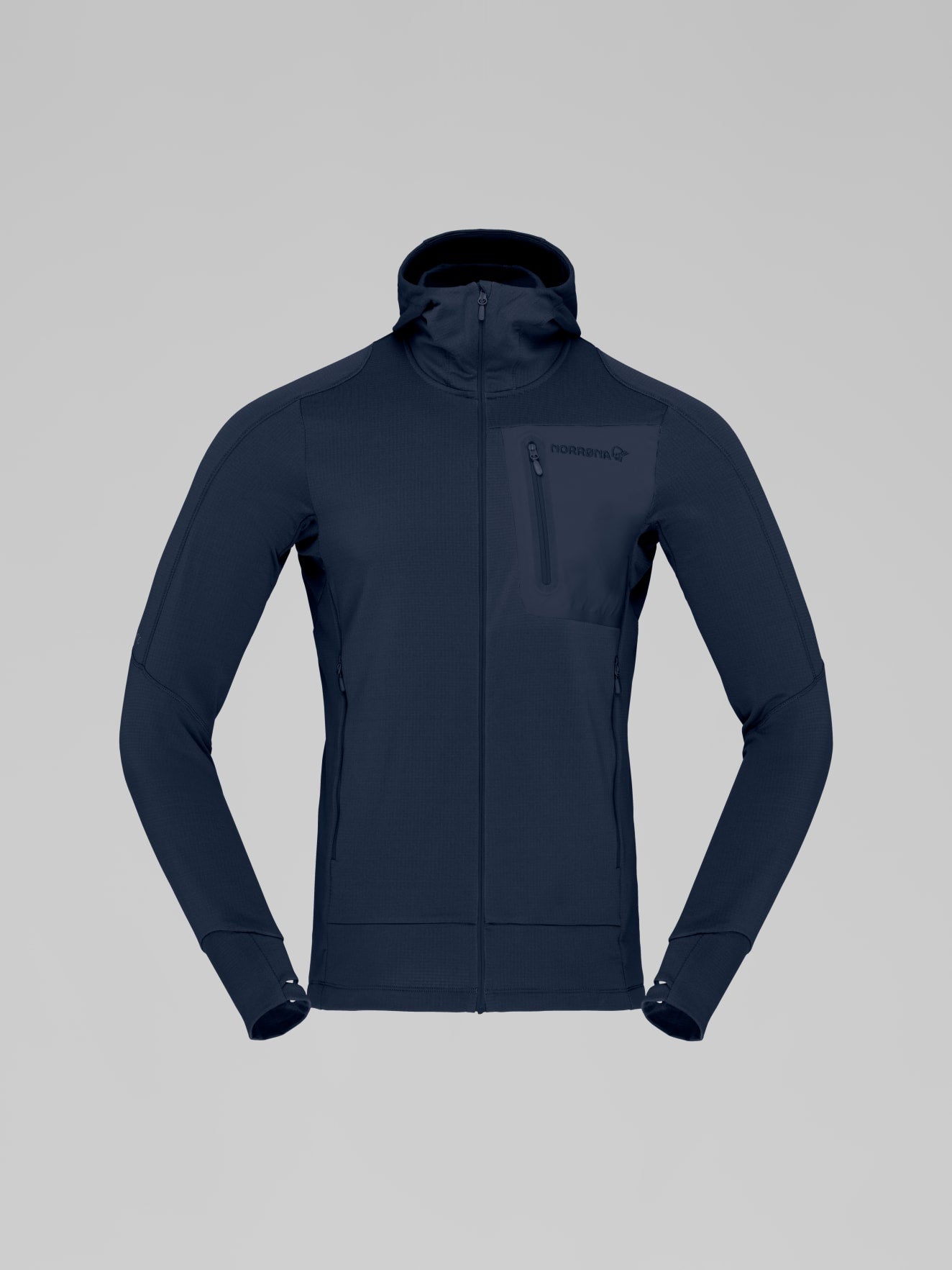 Norrøna Falketind Power Grid Zip Hood (Men's) - Hoody - Hoodie - Hooded - Jacket - Indigo Night