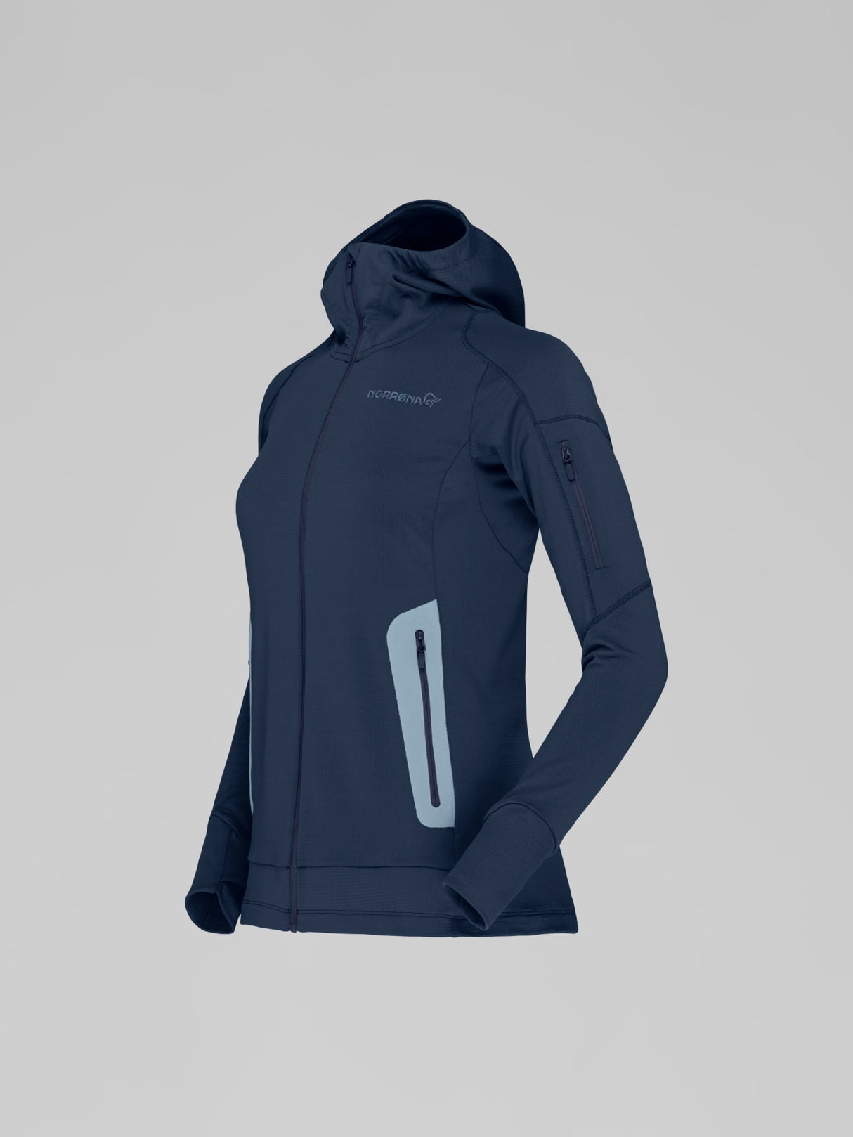 Norrøna Falketind Power Grid Zip Hood (Women's) - Hoodie - Hoody - Hooded - Jacket - Indigo Night - Blue