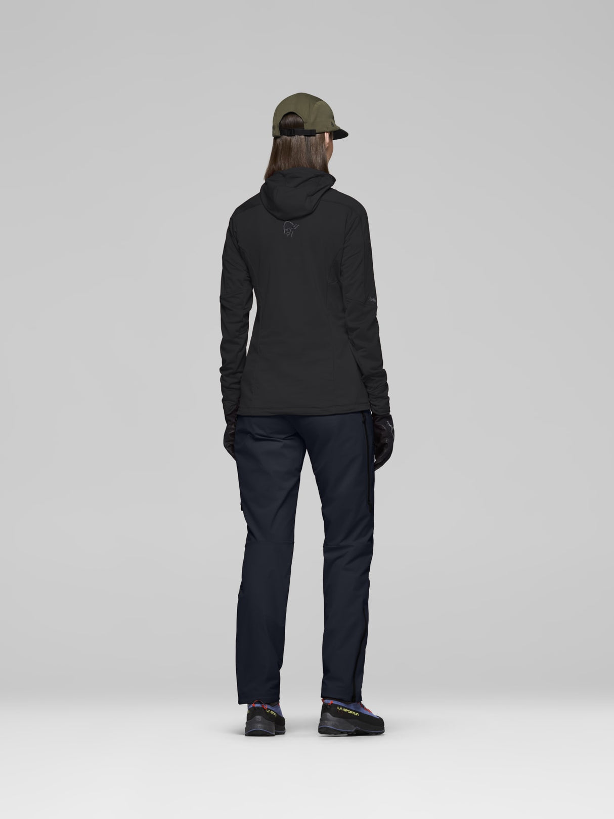 Norrøna Falketind Power Grid Zip Hood (Women's) - Hoodie - Hoody - Hooded - Jacket - Caviar - Black