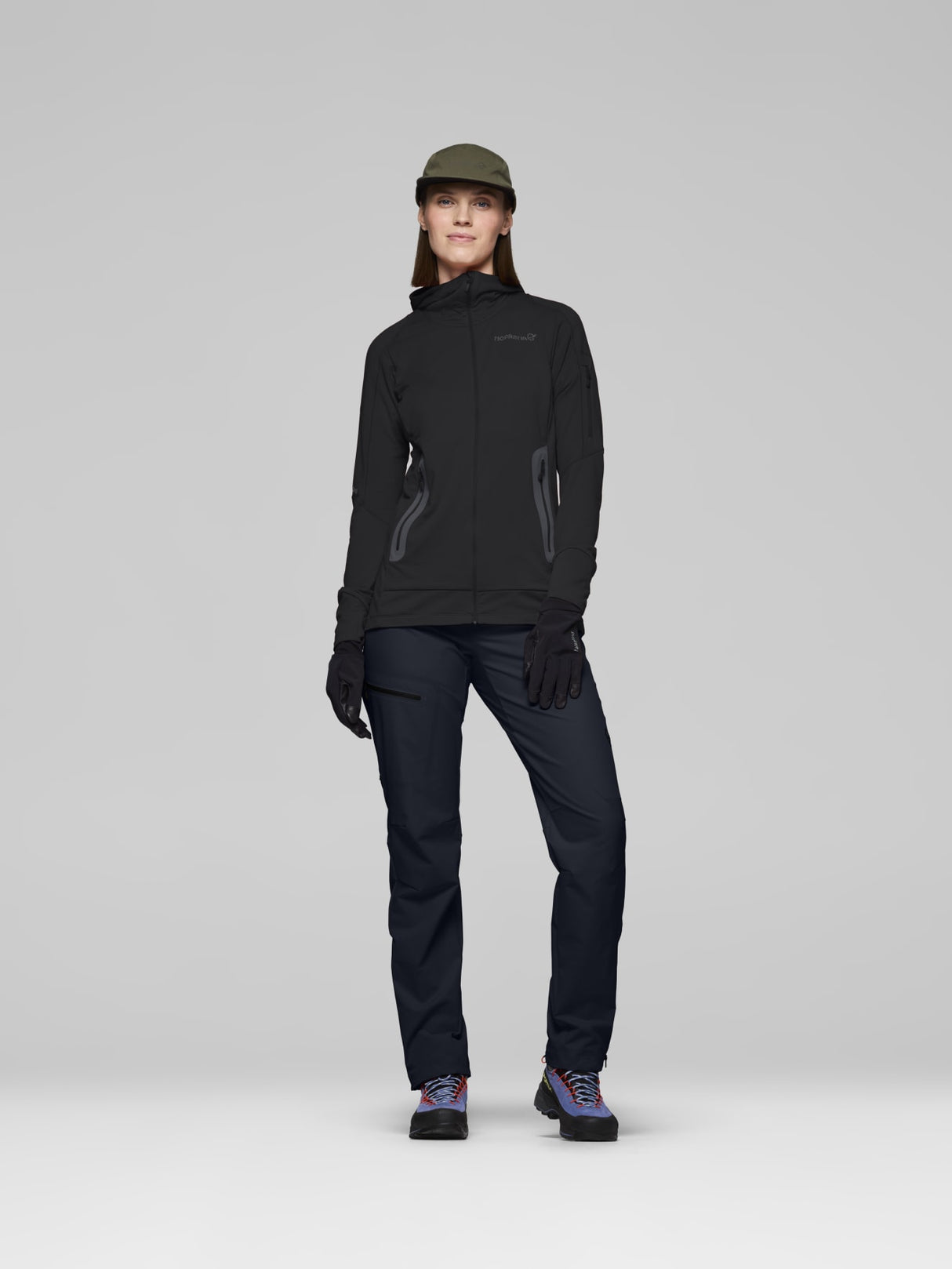 Norrøna Falketind Power Grid Zip Hood (Women's) - Hoodie - Hoody - Hooded - Jacket - Caviar - Black