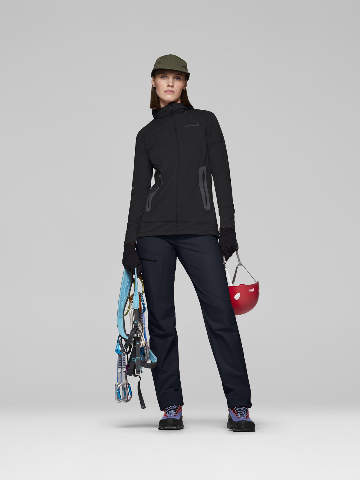 Norrøna Falketind Power Grid Zip Hood (Women's) - Hoodie - Hoody - Hooded - Jacket - Caviar - Black