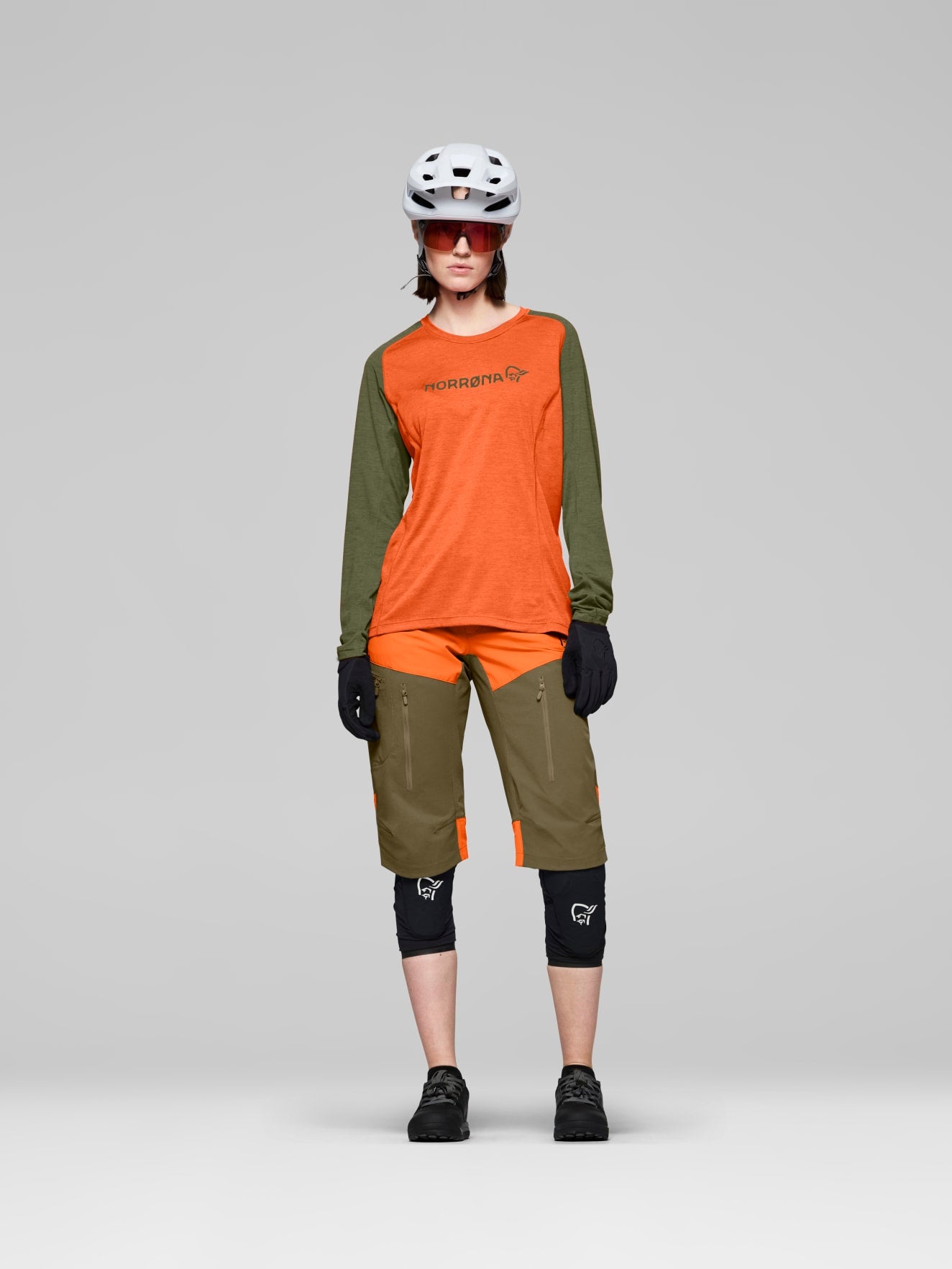 Norrøna Fjørå Equaliser Lightweight Long Sleeve (Women's) - Orange Alert - Olive Green