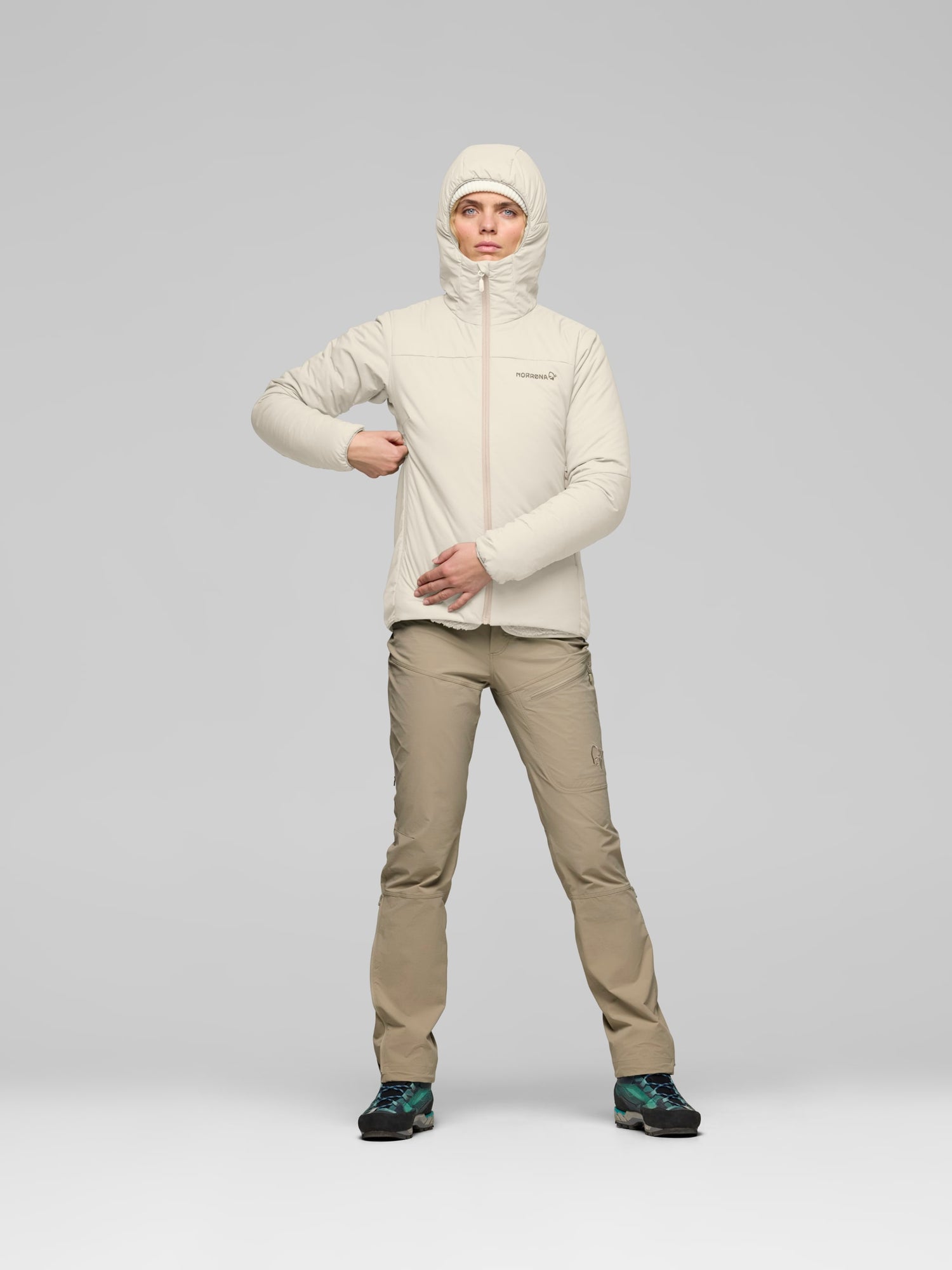 Norrøna Femund Thermo60 Zip Hood (Women's) - Hooded - Hoody - Hoodie - Jacket - Oatmeal - White