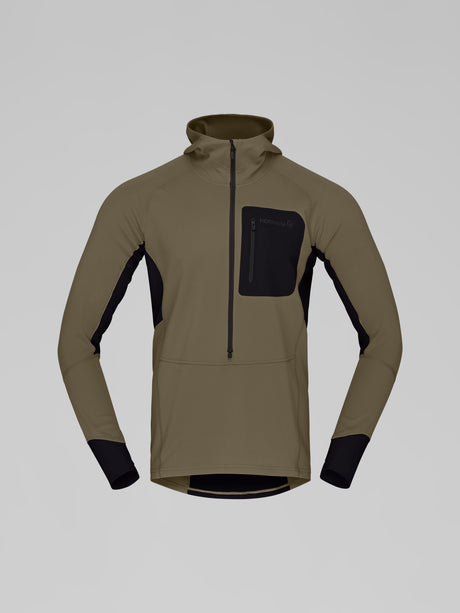 Norrøna Senja Warm1 Hood (Men's) - Hooded - Hoody - Hoodie - Pullover - Sweater - Jumper - Olive Night - Olive Green