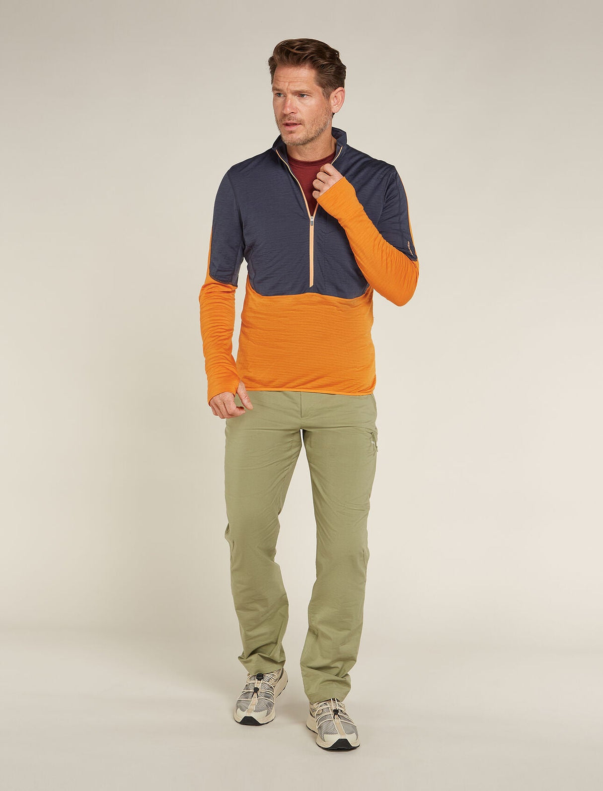 Icebreaker Merino Blend 200 Realfleece Descender LS Half Zip (Men's) - Graphite/Ray Icebreaker