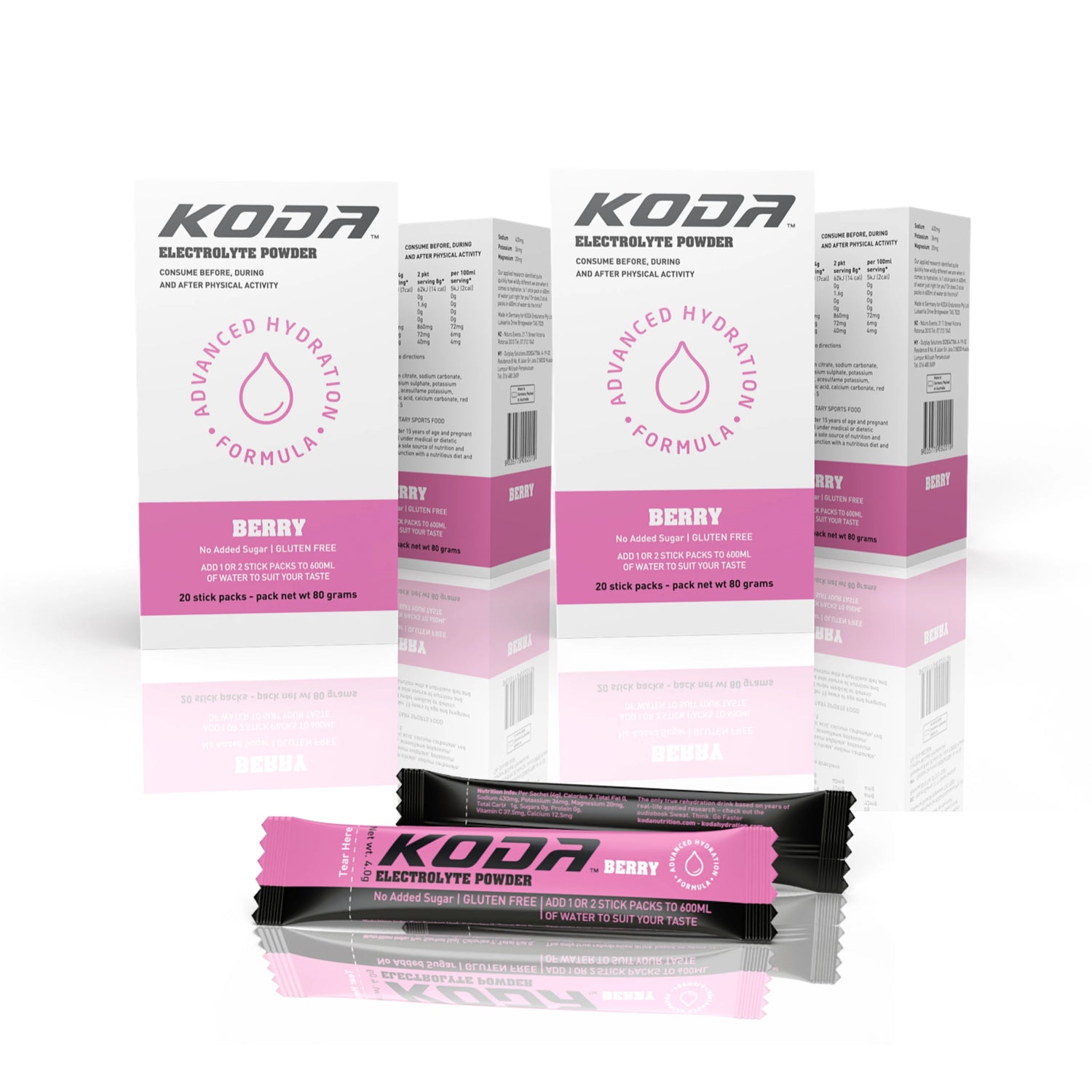 KODA Electrolyte Powder - 20 Sticks - 4 Pack Koda