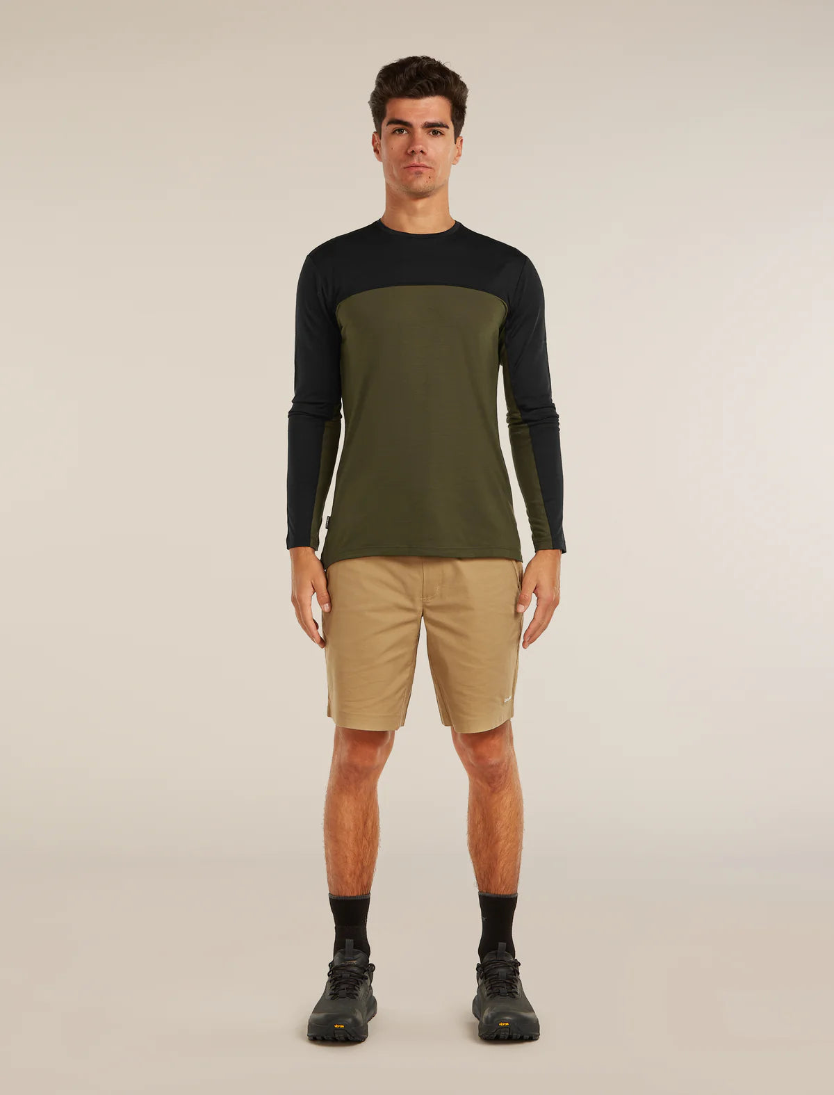 Icebreaker Merino Blend 125 Cool-Lite Sphere Long Sleeve T-Shirt Colour Block (Men's) - Dark Loden/Black