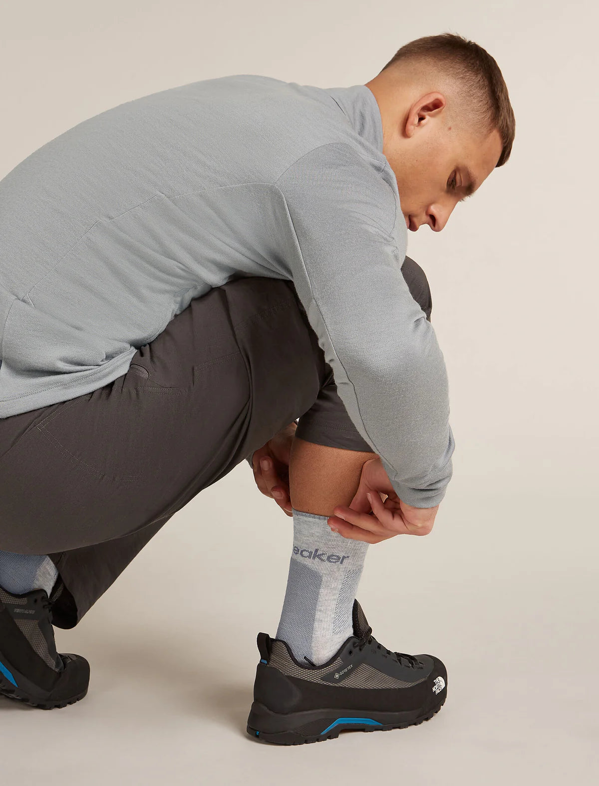 Icebreaker Merino Hike+ Medium Crew Socks (Men's) - Blizzard Heather/Alloy