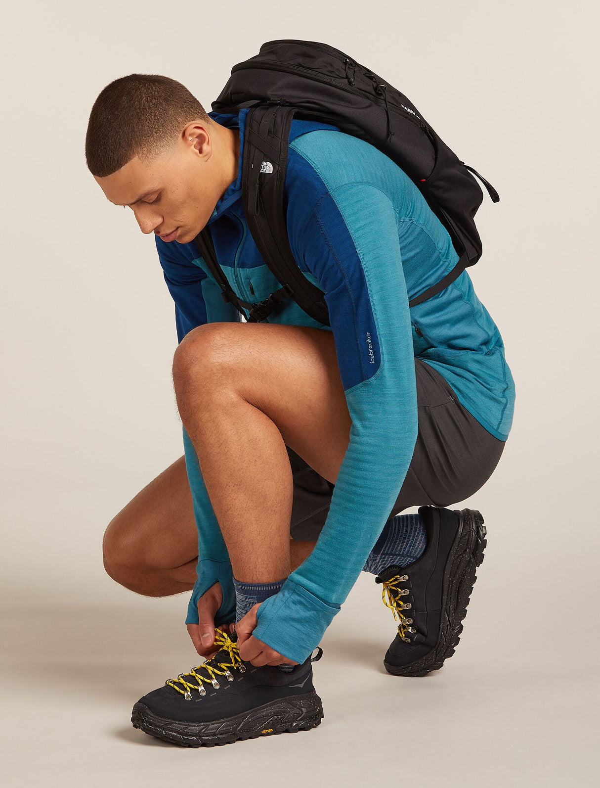 Icebreaker Merino Run+ Ultralight Crew Socks (Men's) - Fusion Dye - Graphite FD/Graphite/Snow