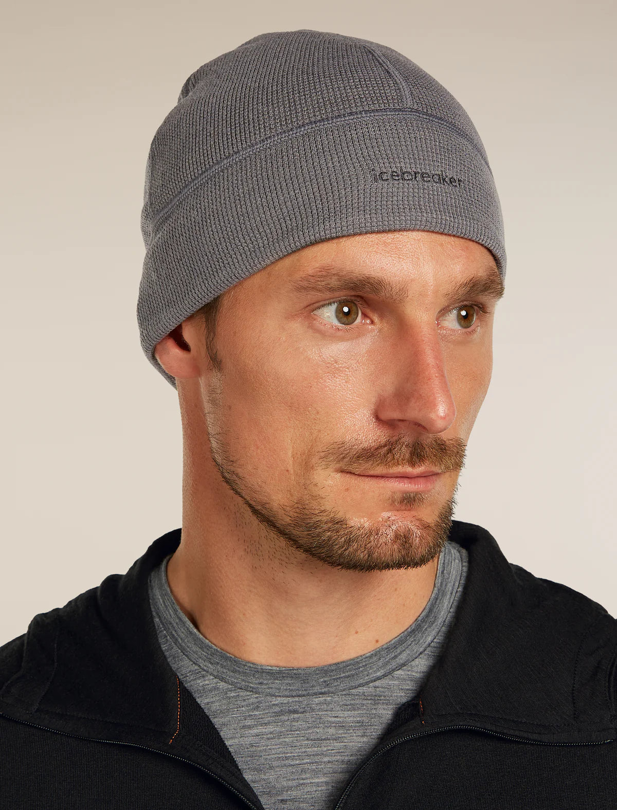 Icebreaker Merino 260 Waffle Knit Wander Reversible Beanie (Unisex) - Obsidian/Black