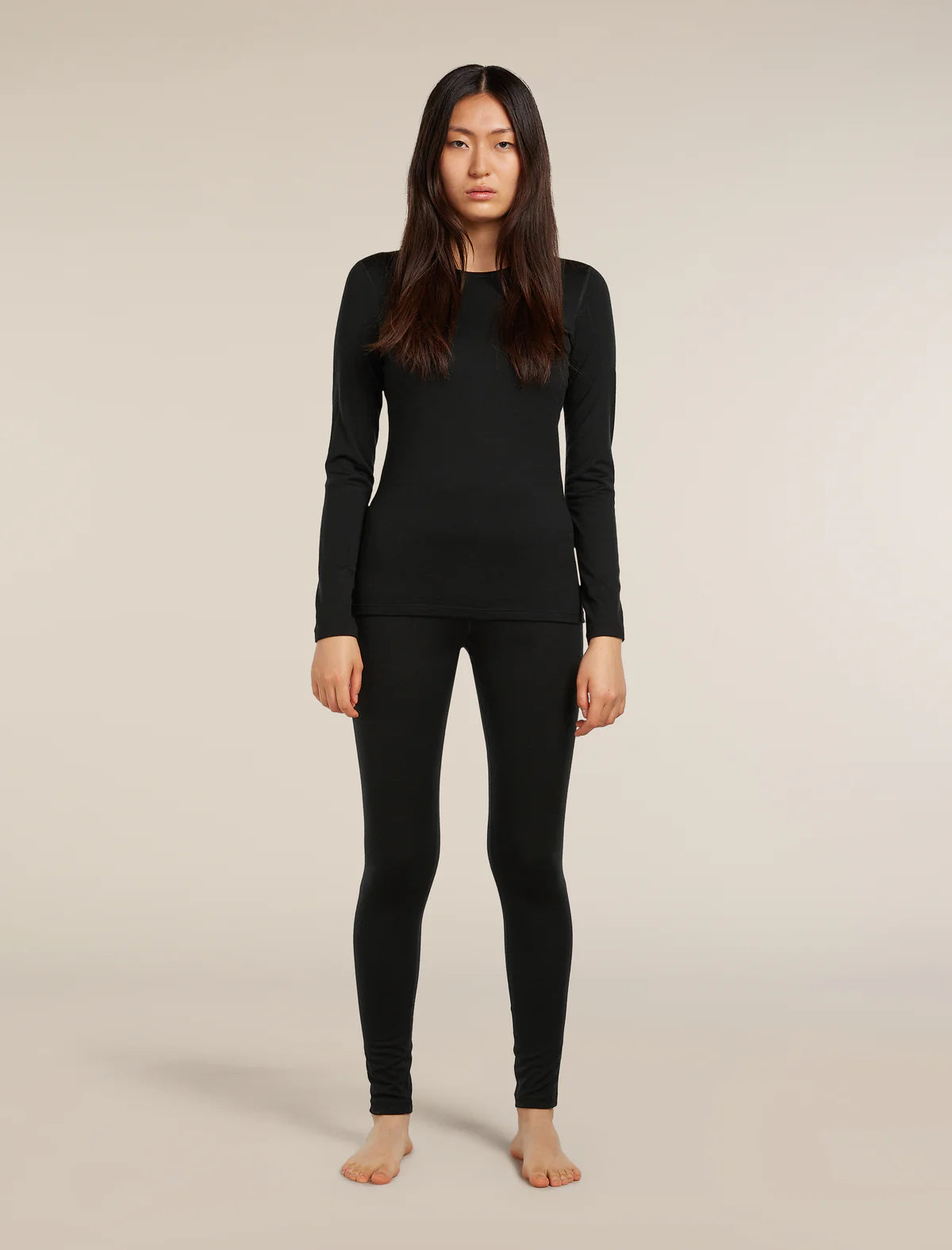 Icebreaker Merino 200 Oasis Long Sleeve Crew Thermal Top (Women's) - Black