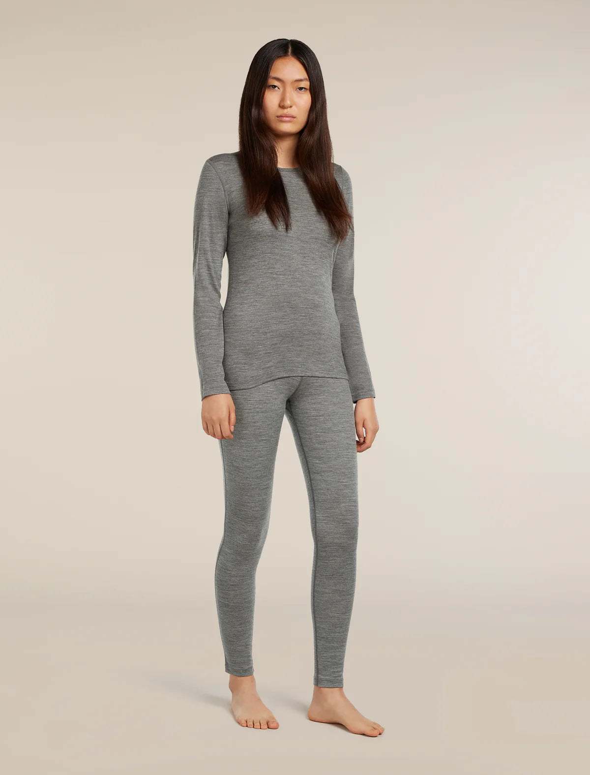 Icebreaker Merino 200 Oasis Long Sleeve Crew Thermal Top (Women's) - Gritstone Heather