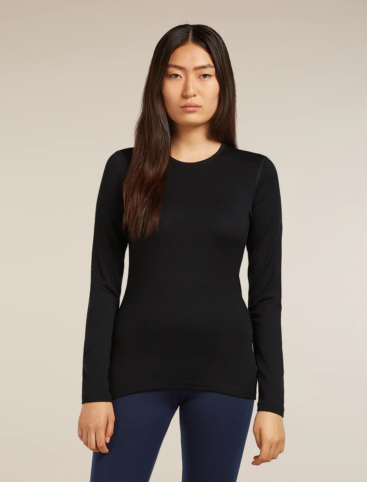 Icebreaker Merino 260 Tech Long Sleeve Crew Neck Thermal Top (Women's) - Black - Icebreaker Merino 260 Oasis Long Sleeve Crew Thermal Top (Women's)