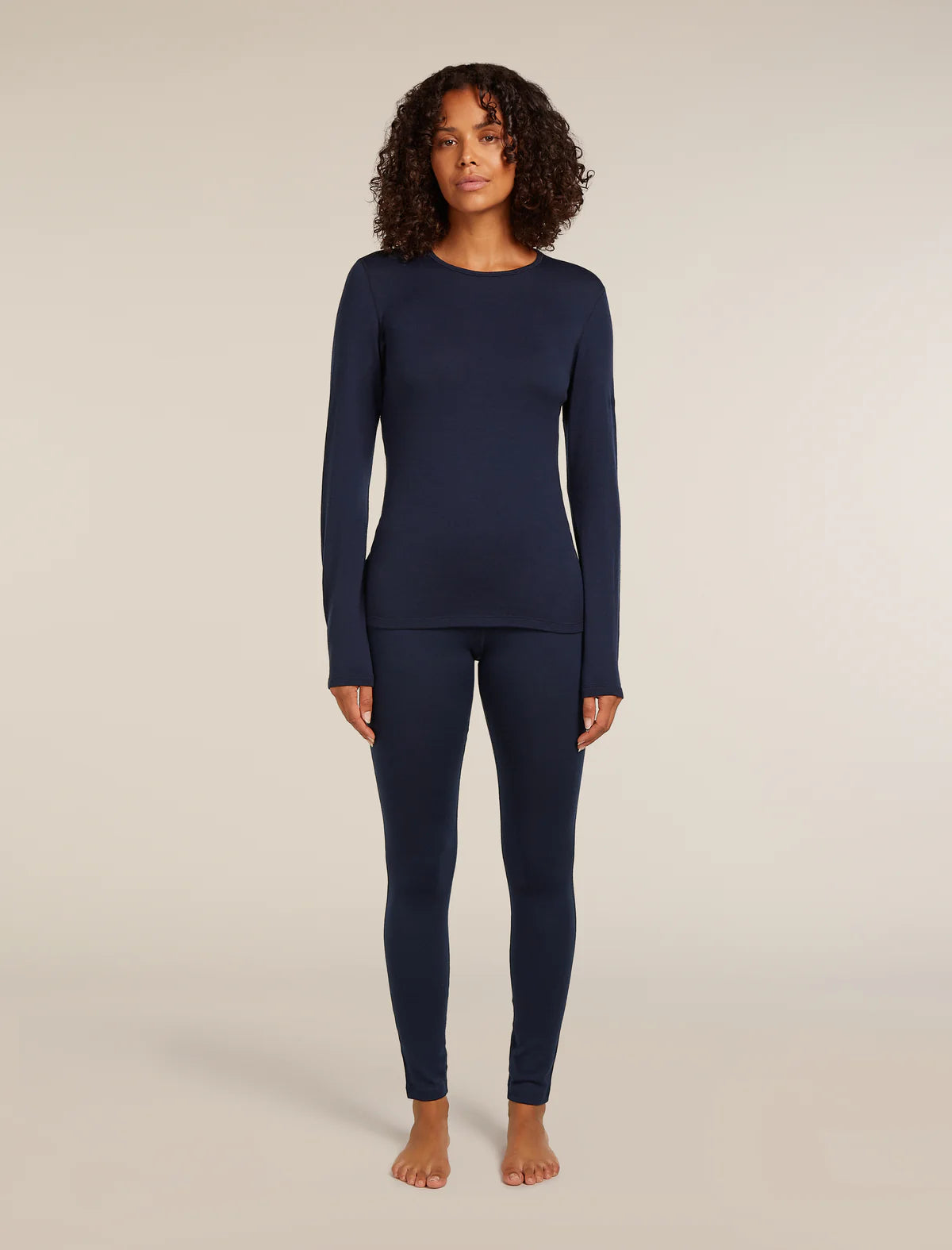 Icebreaker Merino 260 Tech Long Sleeve Crew Neck Thermal Top (Women's) - Midnight Navy - Navy Blue