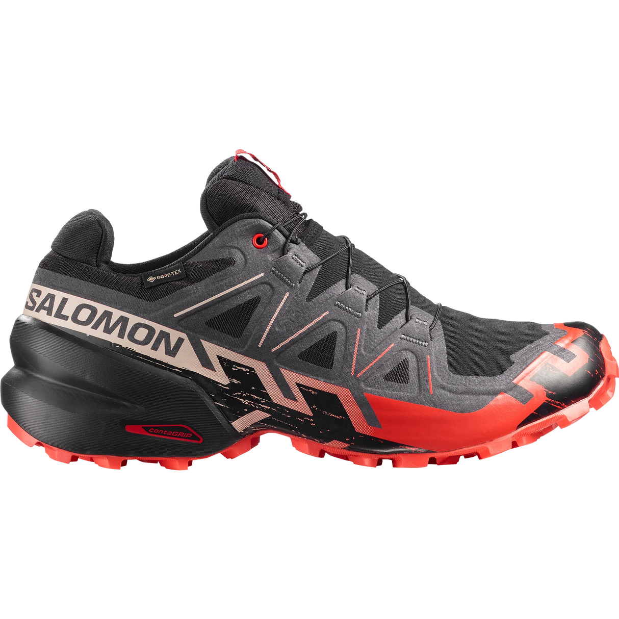 Salomon Speedcross 6 Gore-Tex Shoes (Men's) - Black/Fiery Red/Almond Milk