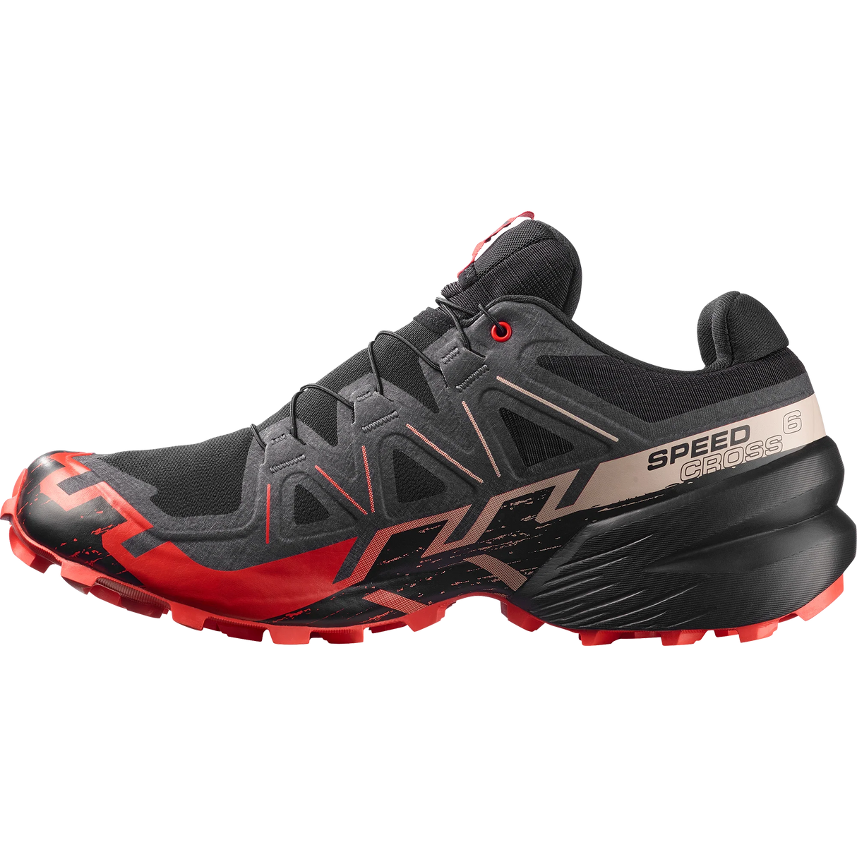 Salomon Speedcross 6 Gore-Tex Shoes (Men's) - Black/Fiery Red/Almond Milk