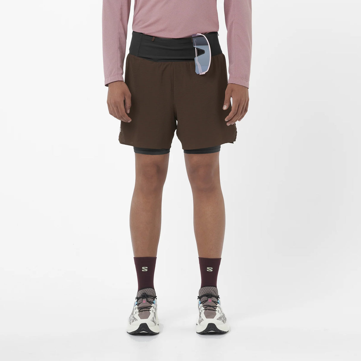Salomon Sense Aero 2 In 1 5" Trail Shorts (Men's) - Coffee Bean