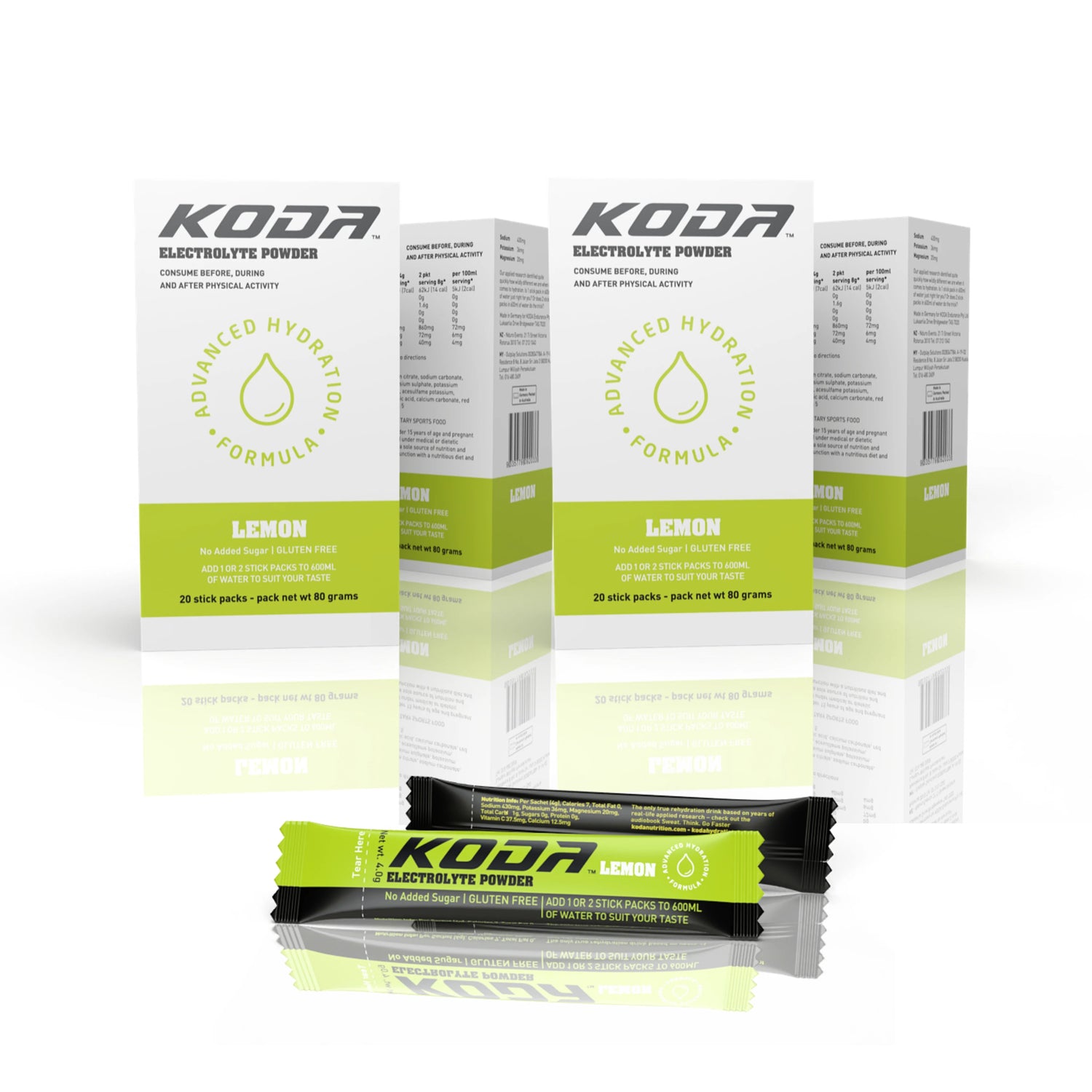 KODA Electrolyte Powder - 20 Sticks - 4 Pack Koda