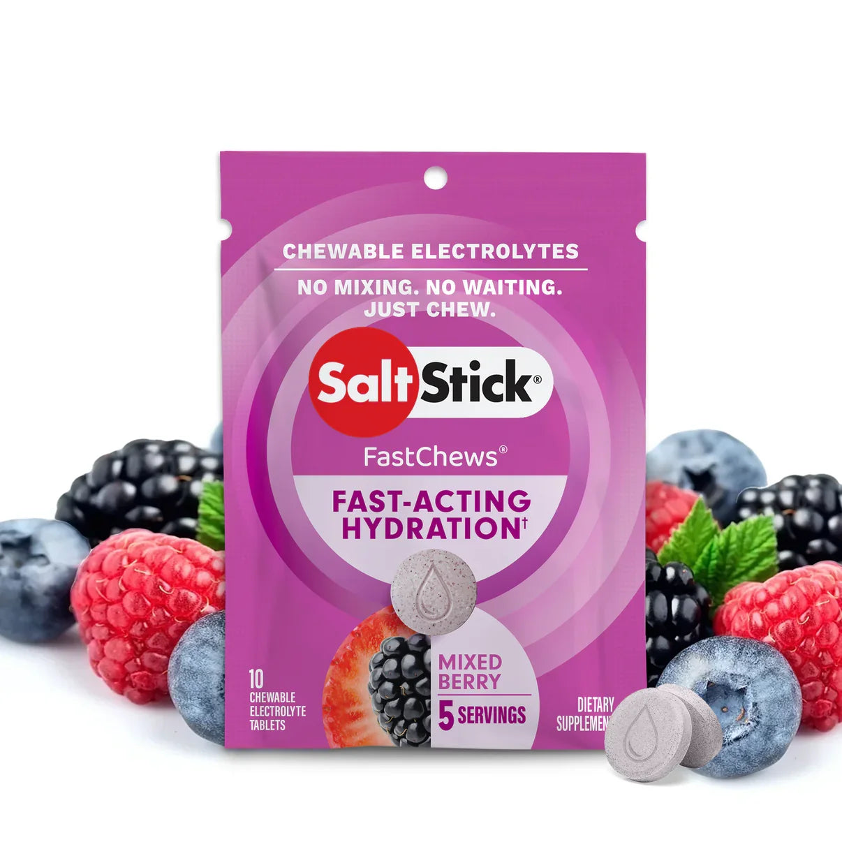 SaltStick FastChews package with mixed berry flavor on a white background - SaltStick FastChews - Mixed Berry Single