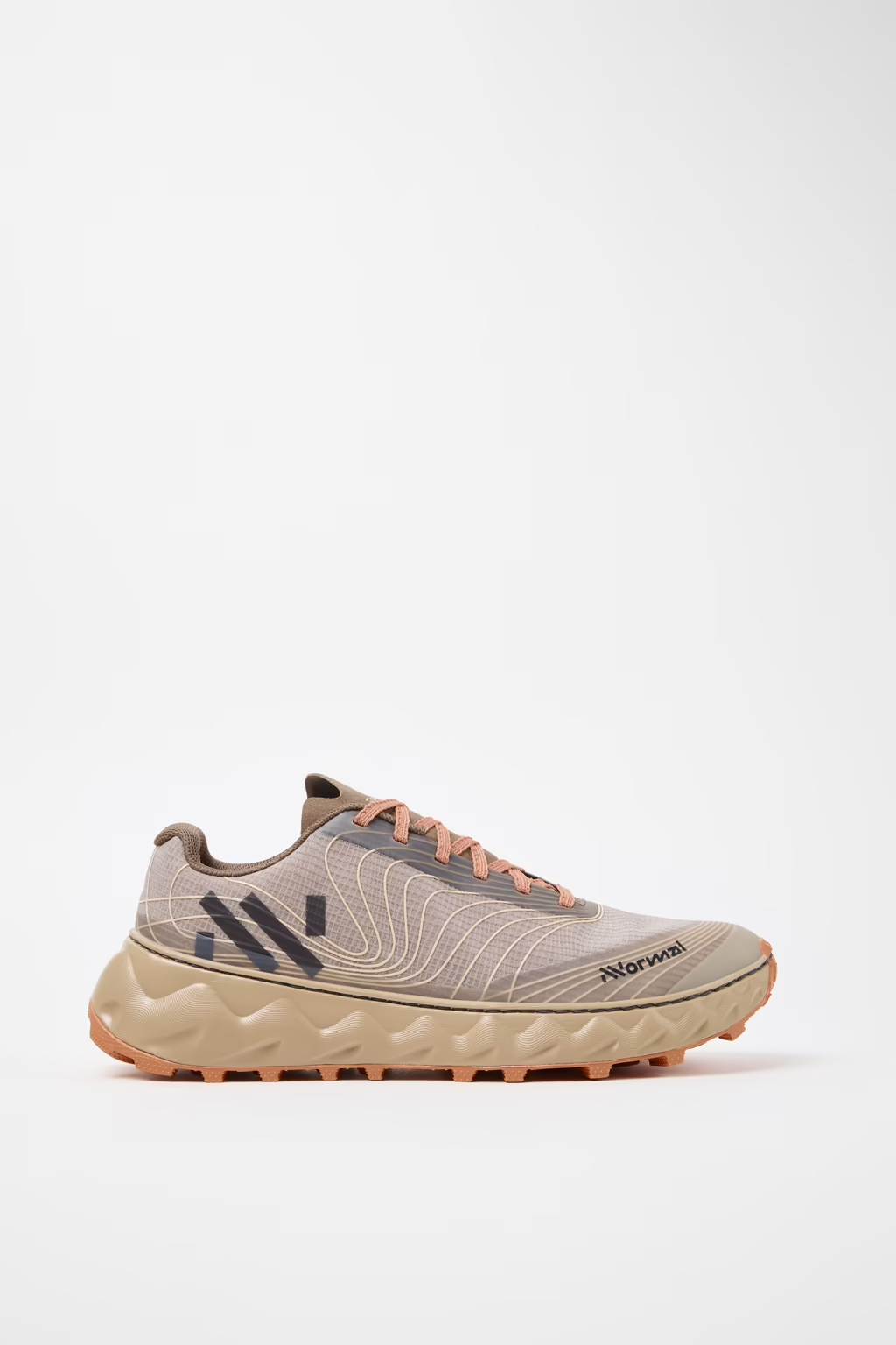 Beige and gray running shoe on a white background - NNormal Tomir 2.0 Shoes Brown (Unisex) - Brown