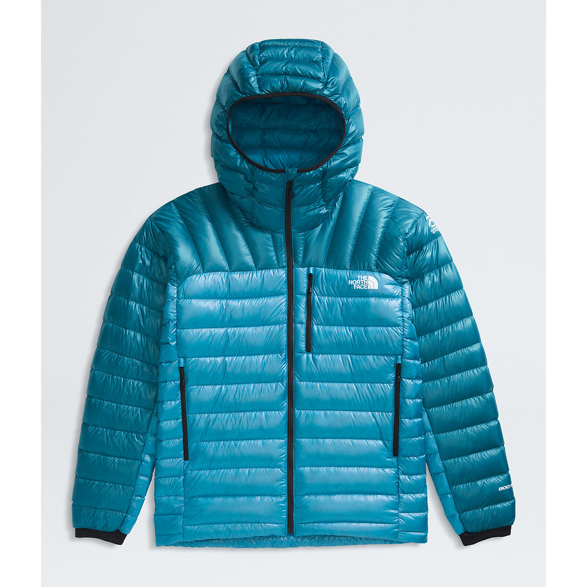 Blue puffer jacket with a hood on a light gray background - The North Face Summit Series Breithorn Hoodie (Men's) - Meridian Blue/Dusk Blue