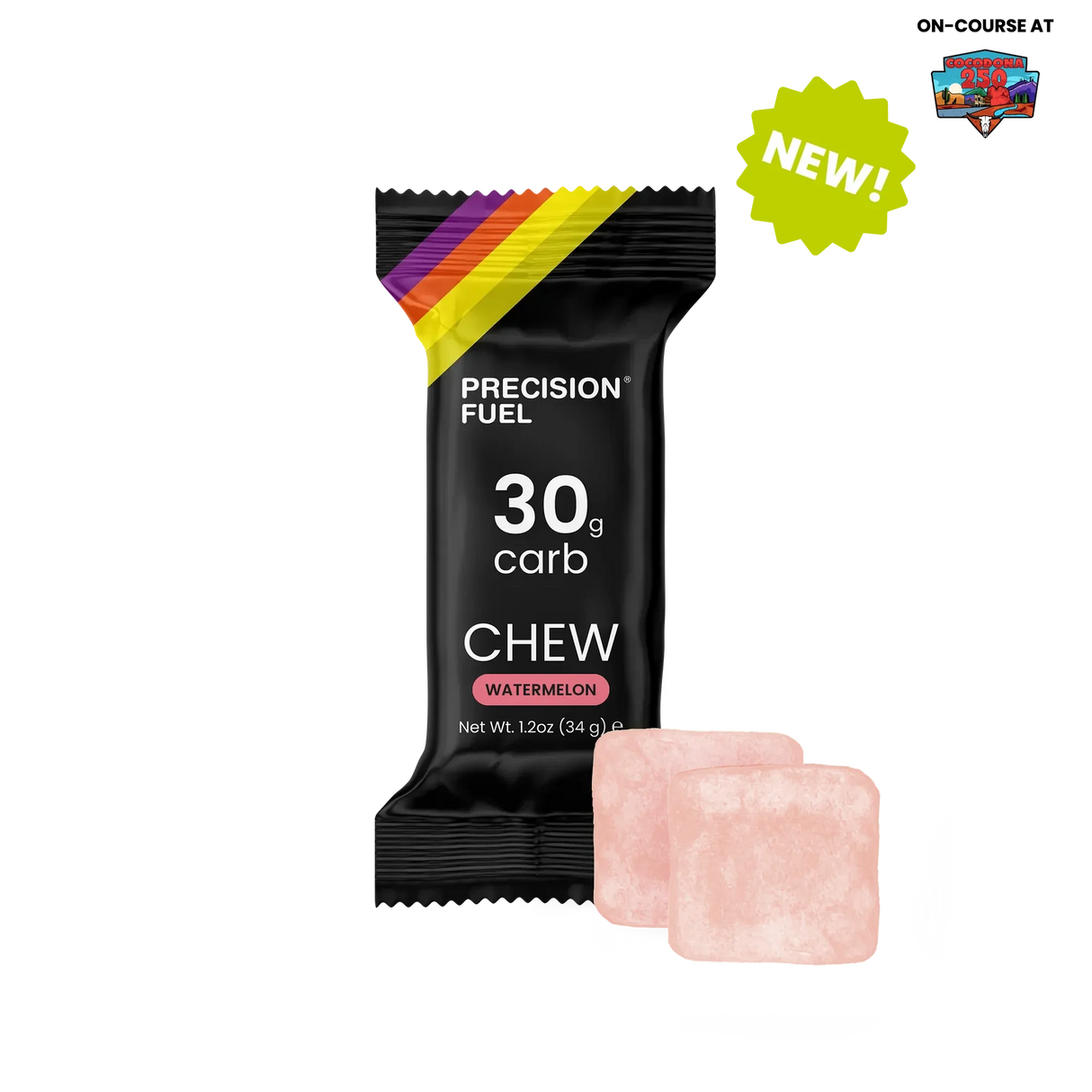Precision Fuel chew package with watermelon flavor on a white background - Precision Fuel & Hydration 30 Chew - Watermelon Single
