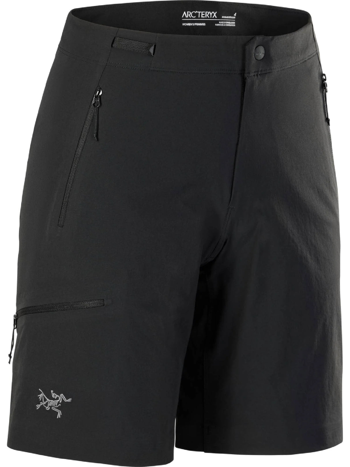 Black shorts with Arc'teryx branding on a white background - Arc'teryx Gamma Shorts 9" (Women's) - Black