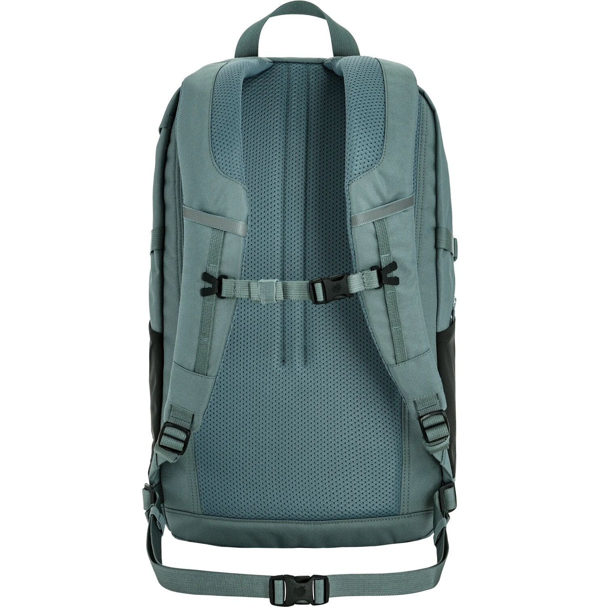Green backpack with multiple straps on a white background - Fjällräven Skule 28 Backpack - Nimbus Blue