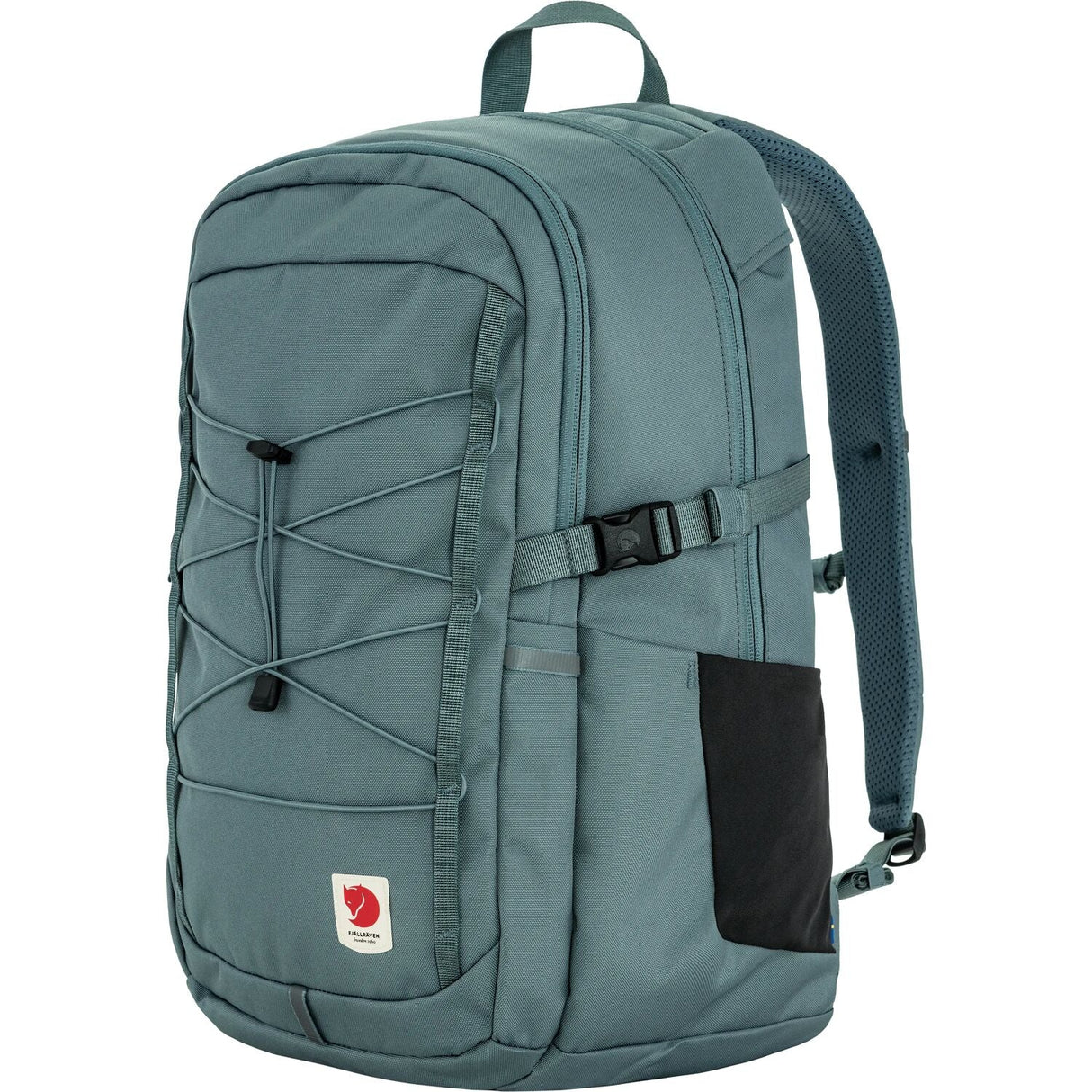Teal backpack with a visible brand logo on a white background - Fjällräven Skule 28 Backpack - Nimbus Blue