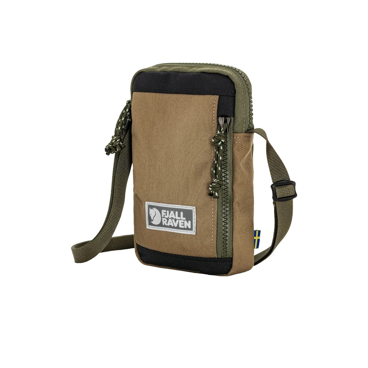 Brown and green bag with a visible brand logo on a white background - Fjällräven Vardag Pocket Small - Green/Clay
