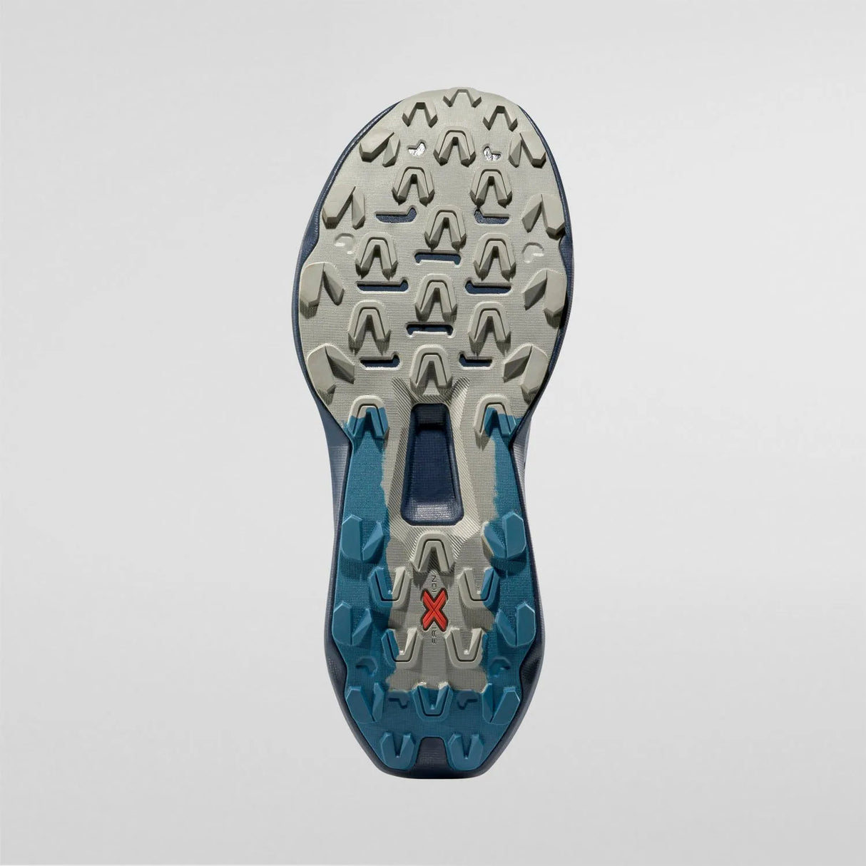Close-up of a shoe sole with a brand logo on a light gray background - La Sportiva Prodigio 2 Shoes (Men's) - Lake/Night Sky