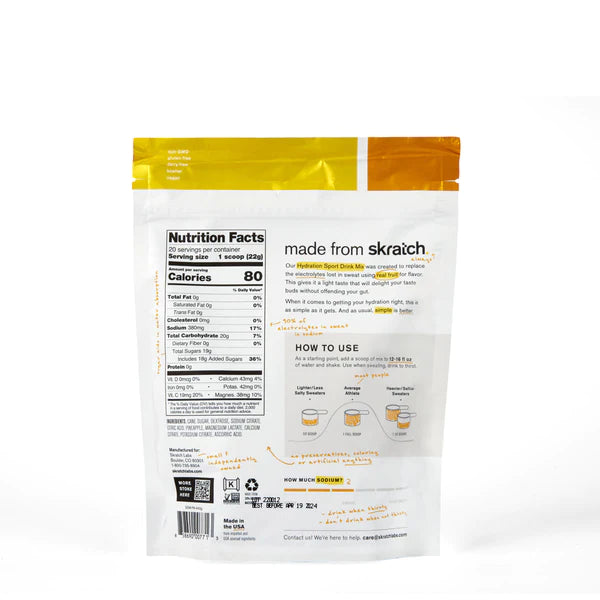 Skratch Labs Sport Hydration Drink Mix Resealable Pouch 440g