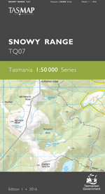 Tasmap 1:50000 Snowy Range Find Your Feet Hiking Tasmania National Park Map