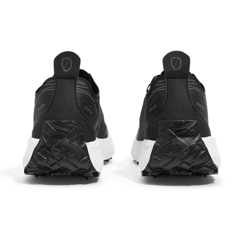 Black and white athletic shoes with tread pattern on a white background - norda 001A Shoes (Men's) - Black