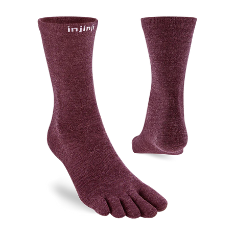 Injinji Liner Lightweight Crew Toe Socks - Wool (Unisex) - Garnet - Find Your Feet Australia Hobart Launceston Tasmania