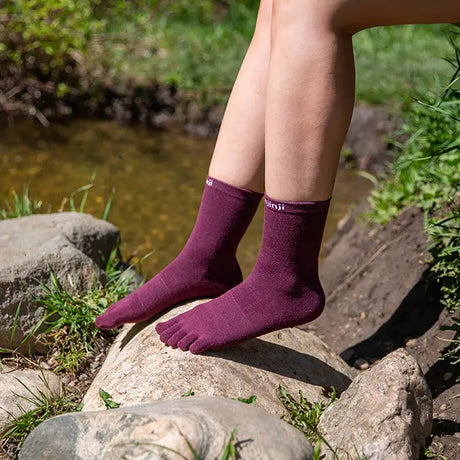 Injinji Liner Lightweight Crew Toe Socks - Wool (Unisex) - Garnet - Find Your Feet Australia Hobart Launceston Tasmania
