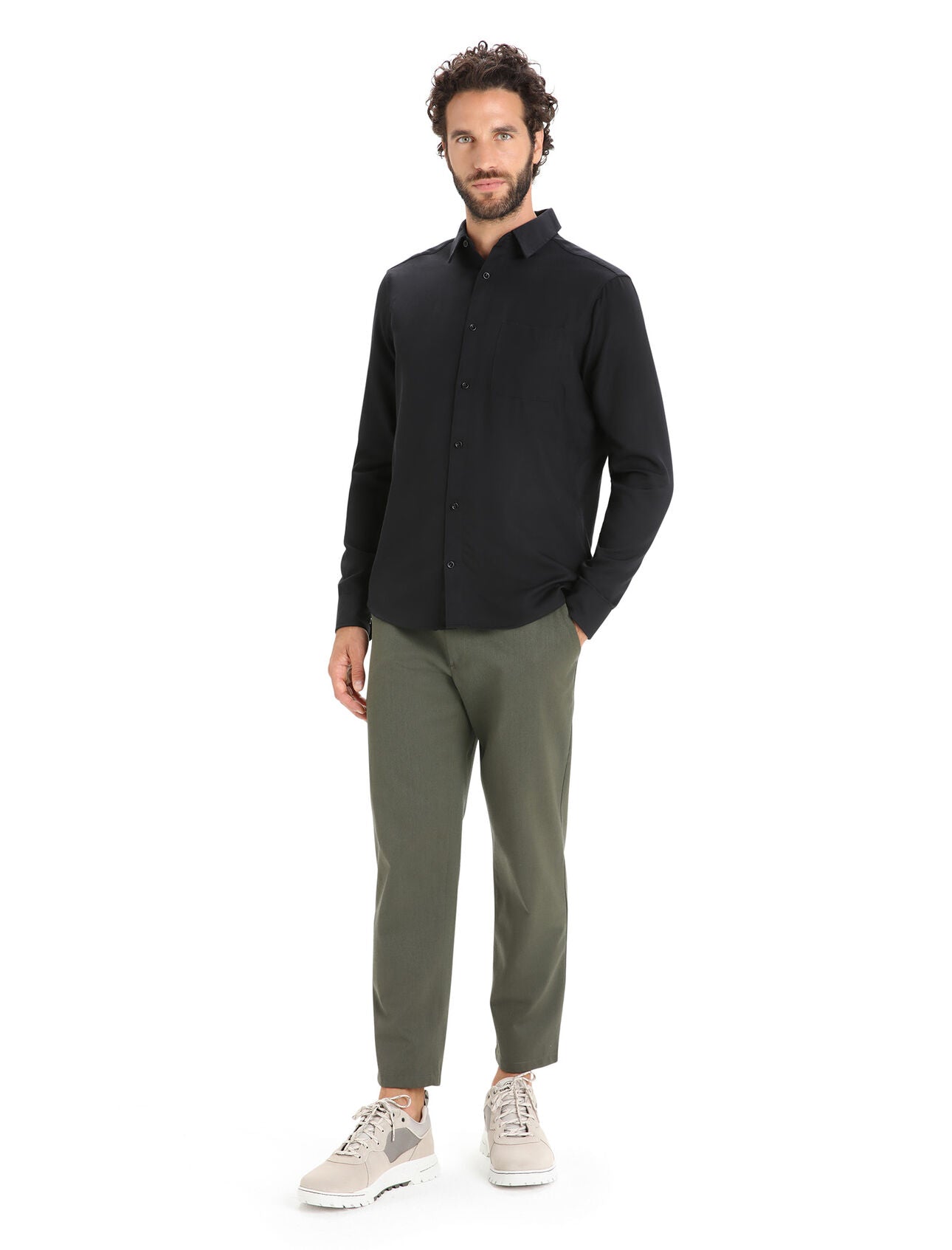 Icebreaker Merino Steveston Long Sleeve Shirt (Men's) - Black - Find Your Feet Australia Hobart Launceston Tasmania