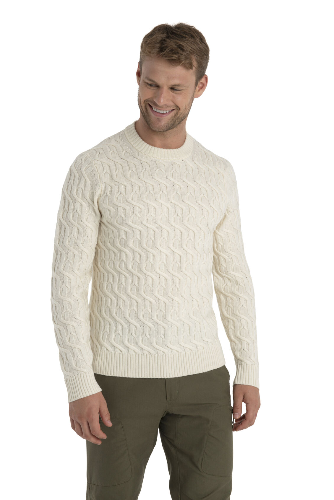 Icebreaker Merino Cable Knit Crewe Sweater (Men's) - Undyed - Find Your Feet Australia Hobart Launceston Tasmania