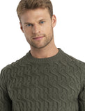 Icebreaker Merino Cable Knit Crewe Sweater (Men's) - Loden - Find Your Feet Australia Hobart Launceston Tasmania