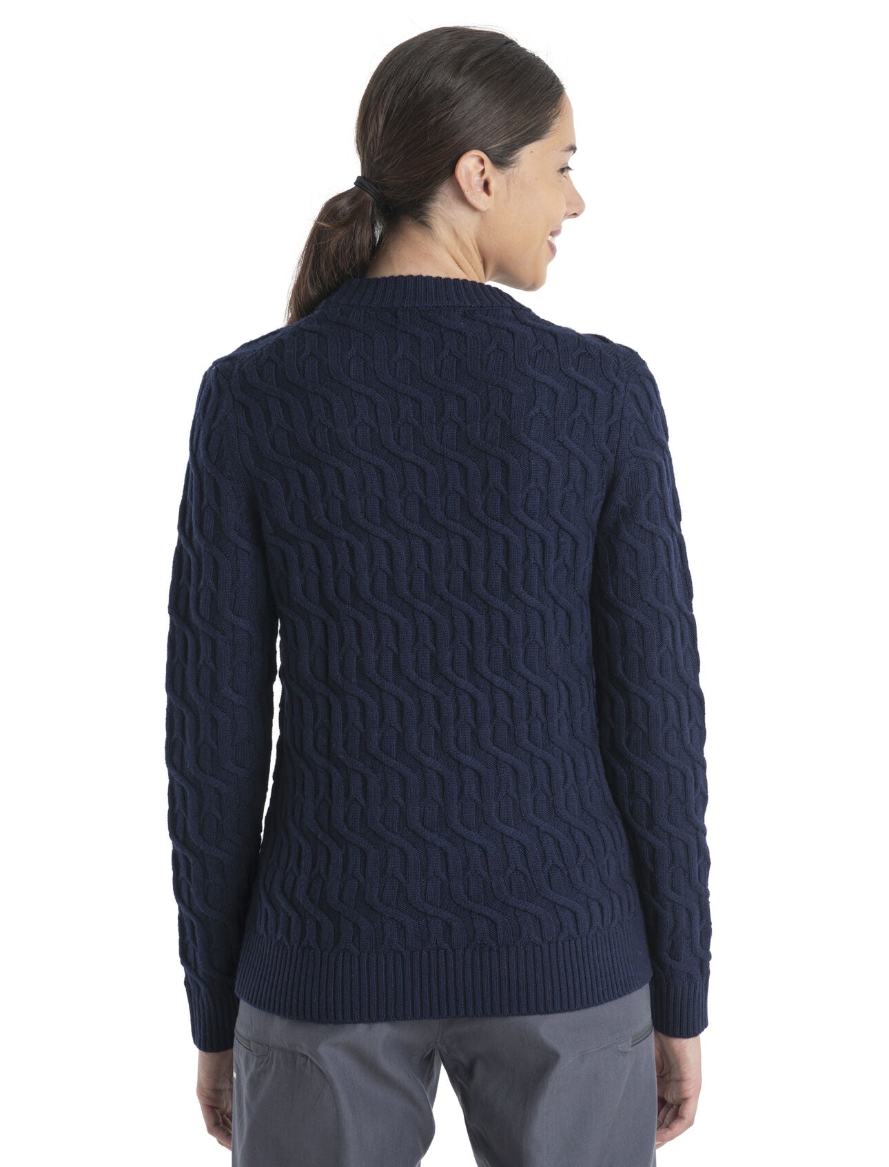 Icebreaker Merino Cable Knit Crewe Sweater (Women's) - Midnight Navy - Find Your Feet Australia Hobart Launceston Tasmania