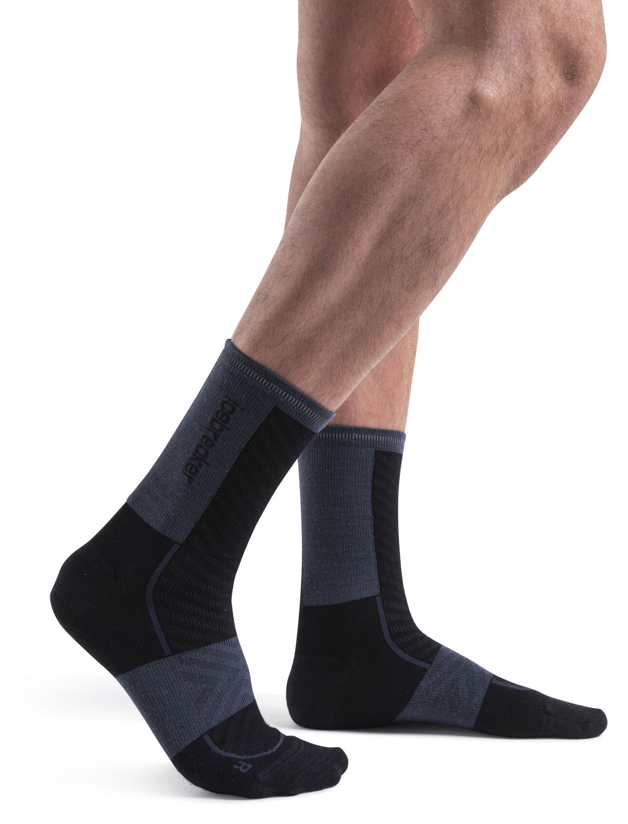 Icebreaker Merino Blend Run+ Ultralight Crew Socks (Men's) - Black/Graphite - Find Your Feet Australia Hobart Launceston Tasmania 